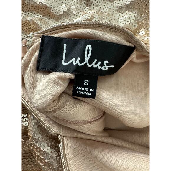 New Lulus Size S Under the Spotlight Champagne Sequin Backless Skater Dress NWT - Picture 13 of 16